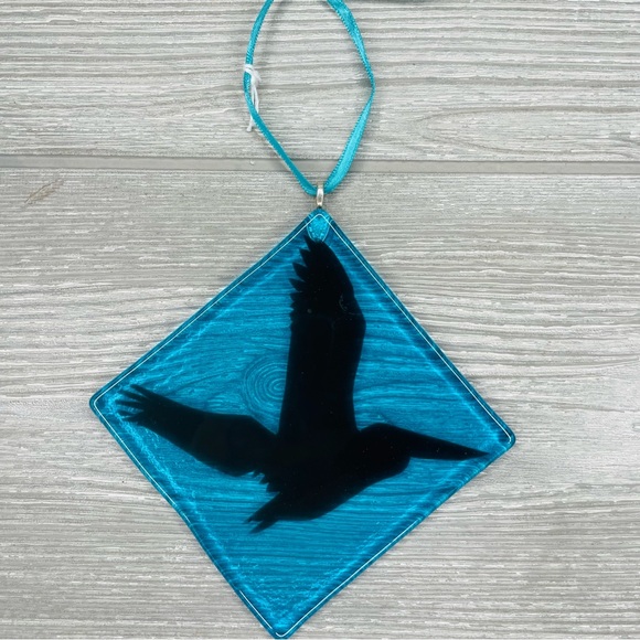 Stained glass sun catcher pelican bird coaster decoration orniment art handmade - Picture 1 of 5